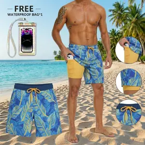 Men’s 2-in-1 Summer Swim Shorts, Quick Dry Trunks with Built-in Inner Liner, Lightweight Comfortable Casual Shorts for Swimming, Surfing, Running, Hiking, Outdoor Sports, Travel, Pool, Beach, Vacation, and Daily Summer Use