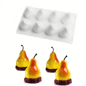 1pc French Dessert Pear-Shaped Cake Mold Simulation Fruit Silicone Baking Pan 8 Cavity Cake Tools Mousse Decorative Baking Utensils