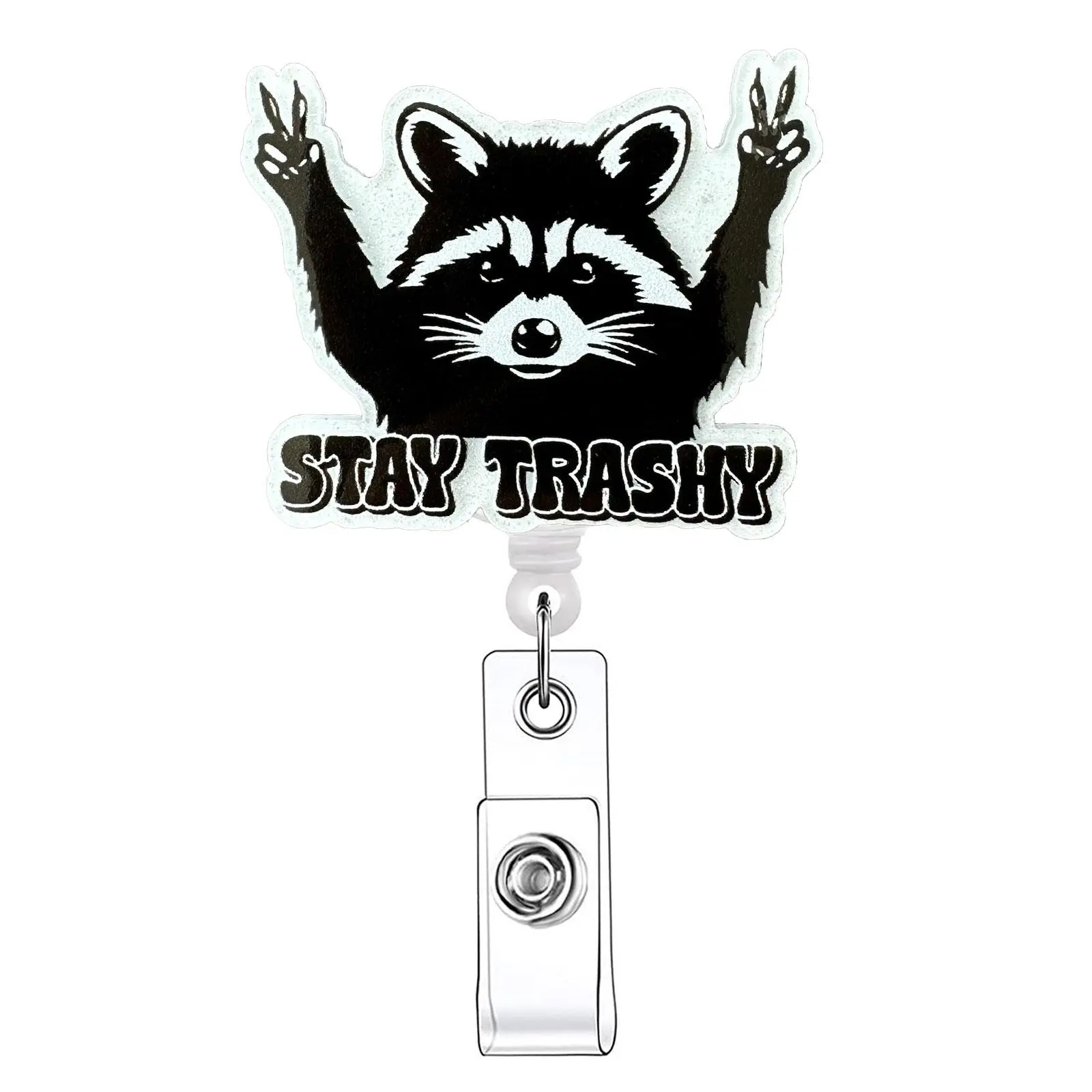 Cartoon Raccoon Retractable Funny Nursing Badge Reel, 1/20pcs Acrylic ID Card Holder with Clip, Identification Badges & Supplies for Nurses, Doctors, Students & Office Staff, Badge Decoration