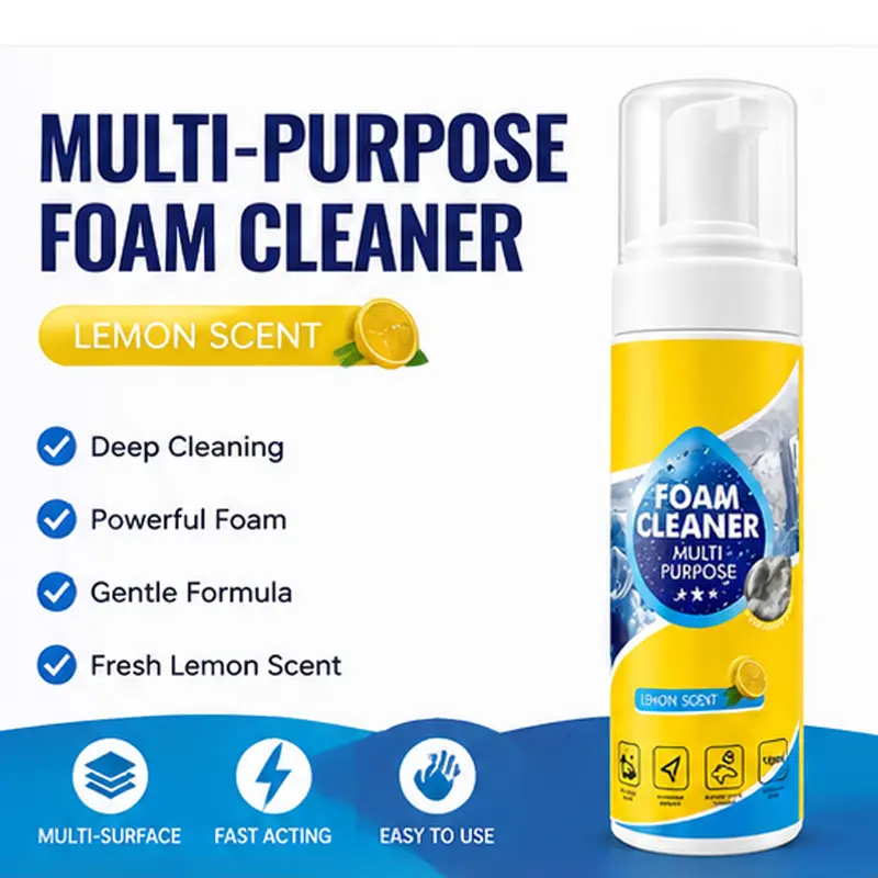 【MEGA SET】4-in-1 Multi-Enzyme Foam Cleaner, New Foam No-Rinse Cleaner, All-Purpose Deep Cleaning Spray for Car Interior, Kitchen Grease, Bathroom Tiles, Sofa Upholstery