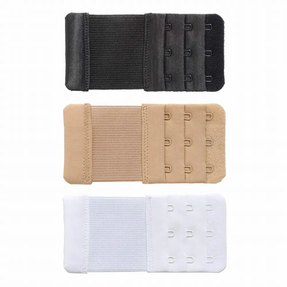 Women's 4/16-Pack Nylon Fabric Bra Extenders - 3 Rows of 3 Stainless Steel Hooks, 1/2 inch (1.27cm) Spacing Between Hooks, Adjustable Soft Stretchy Underwear Accessory for Weight Changes, Pregnancy