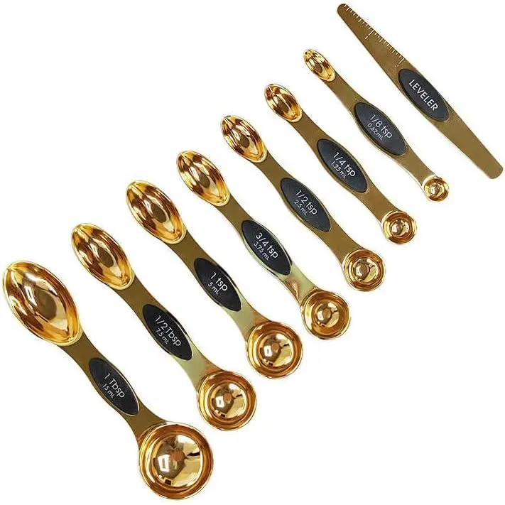 Magnetic Measuring Spoons Set Stainless Steel Stackable Teaspoons Tablespoons Dual Sided Measure Spoon set of 8 for Measuring Dry and Liquid Ingredients