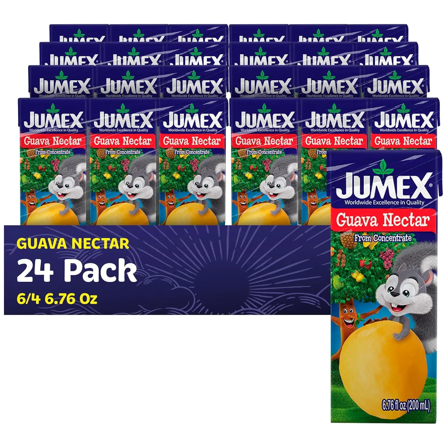 Guava Nectar Juice Boxes for Kids Guava Juice Box with Straw Tropical Mini Drinks for Kids Made with Fresh Puree Concentrate School Snacks Smoothie Mix 6.76oz, 24