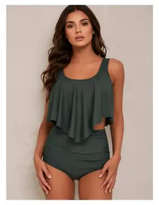 Women's One Piece Swimsuit Tummy Control Bathing Suit - Full Coverage Ruffle Swimwear Slimming Modest Swimsuit for Women Athletic Swimsuits