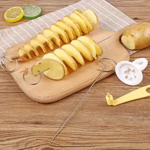 Portable Camping Potato Skewers Set, Spiral Vegetable Cutter Kitchen Accessory, Outdoor BBQ Picnic Tools, Perfect Gift for Christmas Halloween Thanksgiving
