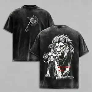 The Seven Deadly Sins Escanor Manga T-shirt Vintage Washed T Shirt Men's Unisex Clothes Short Sleeve Pure Cotton Tees Tops