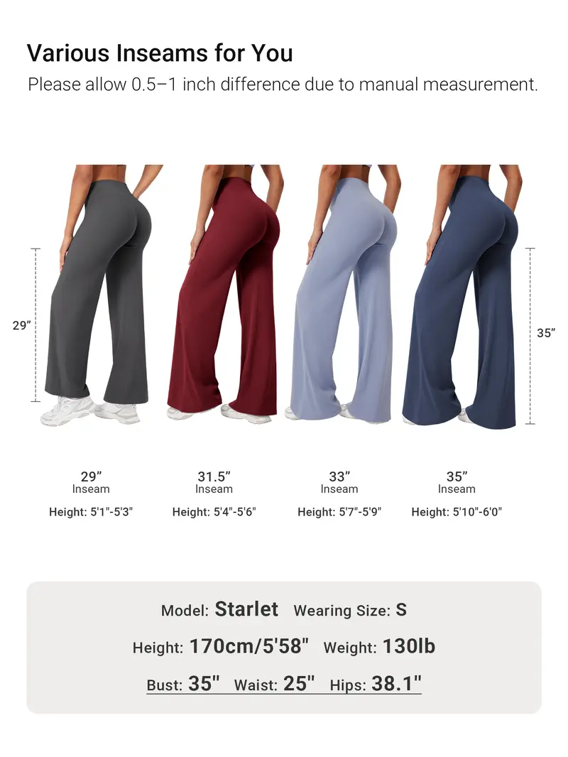 YEOREO four inseam lengths comparison chart