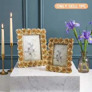 Vintage Luxury Rose Frame, High Quality Frame, European Relief Resin Decorative Photo Frame, Bedroom Bedside, Desk Display, Wedding Memorial Photo Showcase