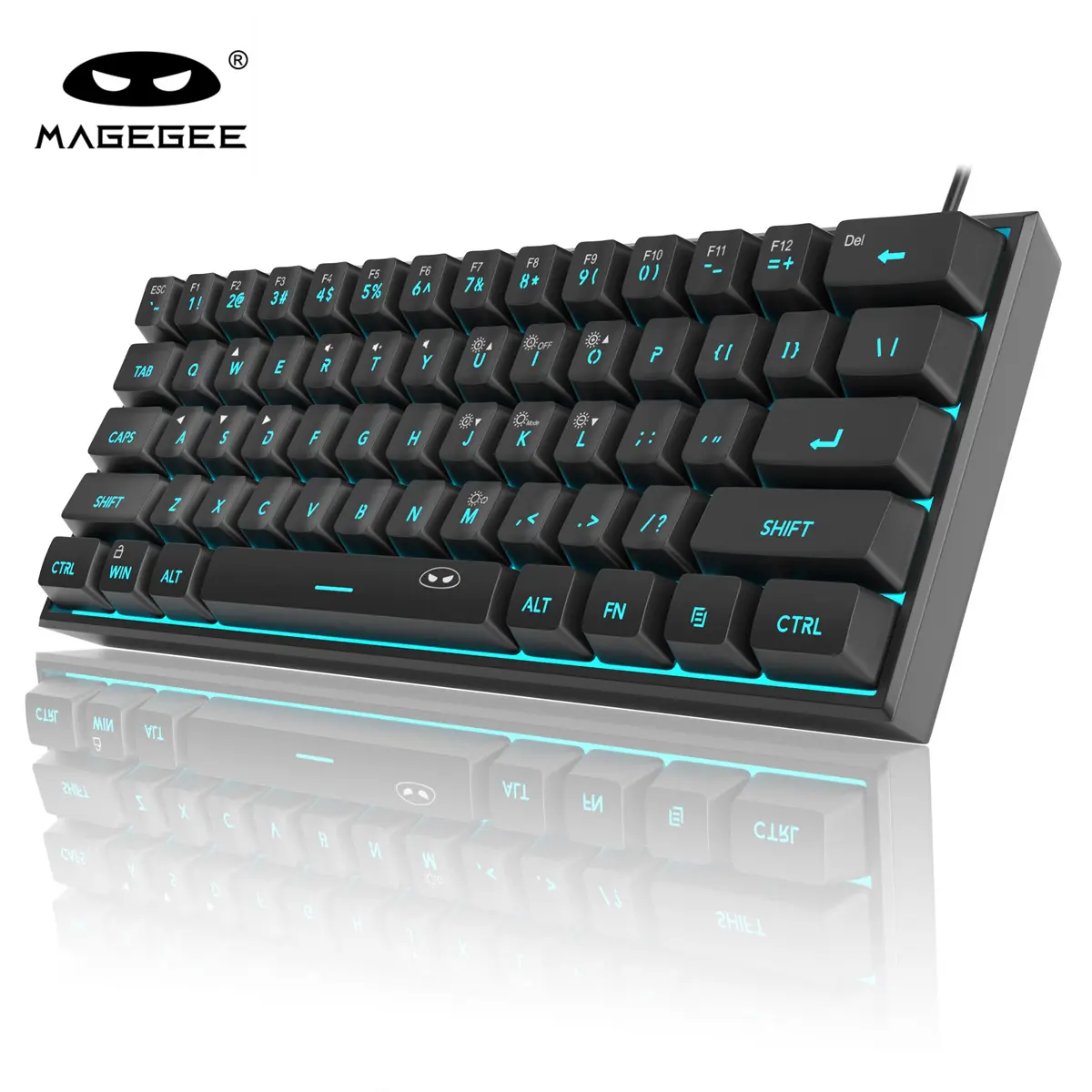 MageGee TS91 60% Gaming Keyboard - 61-Key Ultra-Compact RGB Backlit Membrane PC Accessory, Ergonomic IPX4 Water-Resistant for Gamers, Home Use (Black, Compatible with PC, MAC, PS4, Xbox 1)
