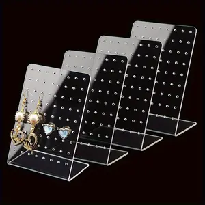 4pcs 72-hole acrylic earring display rack, transparent earring jewelry storage rack, earring rack, earring storage rack.