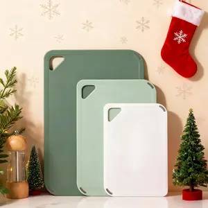 3 Piece Reversible Plastic Cutting Board Set with Juice Groove, Non Slip Chopping Boards for Kitchen Meal Prep Meat Vegetables and Fruit