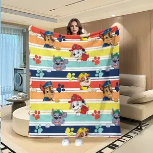 Paw Patrol Blanket, Creative Digital Print Flannel Throw, Thanksgiving, Valentine's Day, Christmas Gift, Holiday Gift Blanket