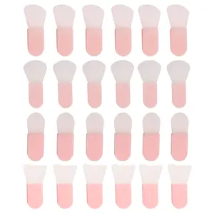 24 Packs Silicone Face Mask Brush Set Pink Mini Facial Mask Applicator Tools oft Flexible Spa Brush for Cream, Mud, Clay, Gel, DIY Skincare, Travel & Home Use