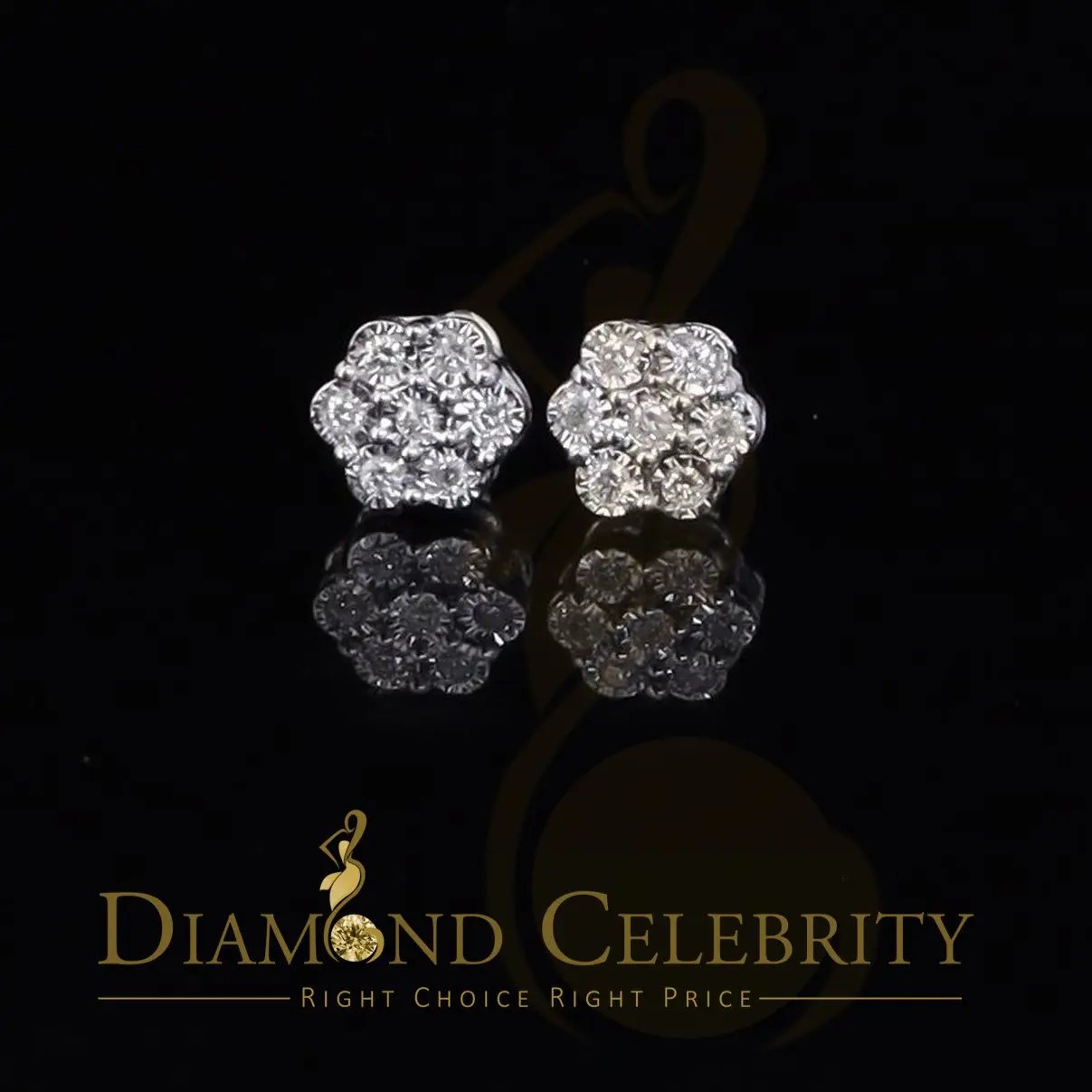 Diamond Celebrity's 0.25ct Diamond 925 Sterling Silver White Floral Earrings For Men's / Women's