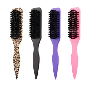 Smooth Back Hair Brush, Soft Bristle Beard Brush, Leopard Print Edge Brush, for All Hair Types, Adds Shine, Straightens Curls, Restores Texture
