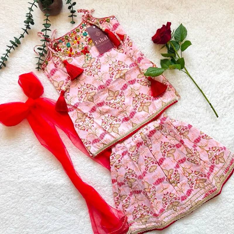 Girls 2pc sleeveless top with gharara Pants