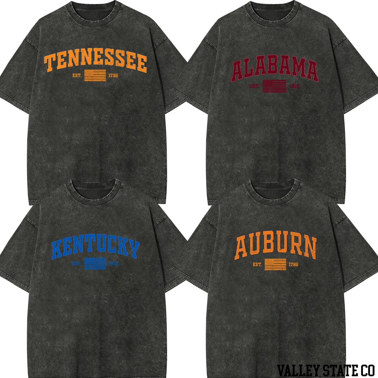 Vintage State EST Washed T-Shirt USA Varsity Style Unisex Faded Graphic Tee for State Pride Lovers, Travel Outfit Souvenir Shirt, Gift for Dad Mom Friends on Independence Day, Holidays & Birthdays