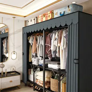 Portable Wardrobe Closet for Hanging Clothes Folding Heavy Duty Clothes Rack with Cover Large Covered Freestanding Foldable Closets Bedroom Armoire Storage Garment Racks