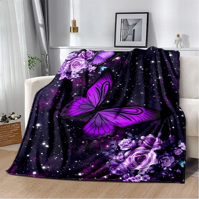 Soft and Cozy - Butterfly Floral Print Flannel Blanket - Perfect Birthday or Holiday Gift for Women and Girls!