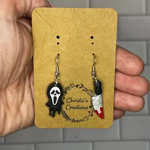 Spooky Ghostface and Knife Earrings