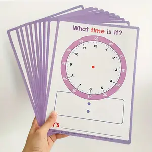 Children Learning Clock Set, 10-Piece Dry Erase Teaching Tools, Simulation Design, Home School Classroom Supplies, Elementary Education Time Recognition
