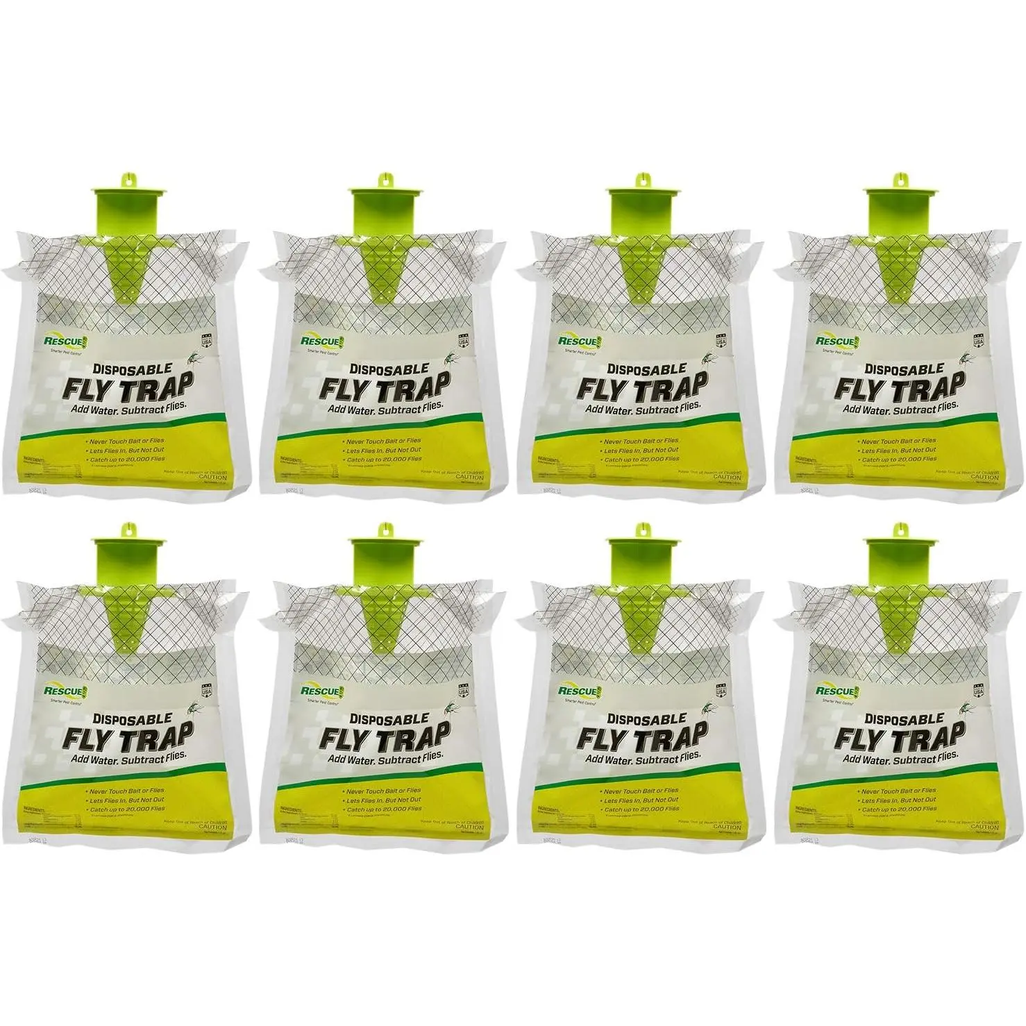 Outdoor Disposable Fly Trap – Hanging Fly Catcher with Attractant Bait, Fly Bag for Patio, Yard, Trash & Farm Areas – Easy-to-Use Outdoor Fly Control - 8 Traps
