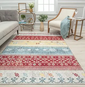 Rugs America RA31667 5 ft. 3 in. x 7 ft. Jaelyn JD40A Cape Patchwork Tribal Bohemian Red Area Rug