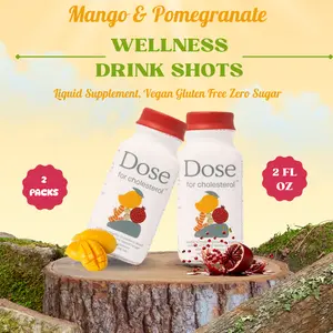Mango & Pomegranate Wellness Drink Shots, Liquid Supplement, Vegan Gluten Free Zero Sugar, 2 oz Servings