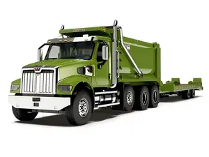 Western Star 49X w/ Ox Bodies Dump & Beaver Tail Trailer - Green Diecast 1:64 Scale Model - DCP 60-1883