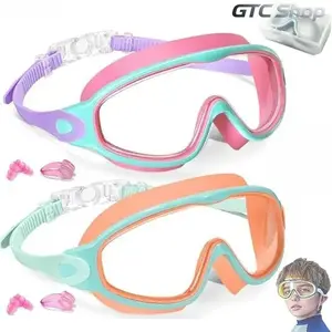 2-Pack Unisex Swim Goggles UV Protection Anti Fog Waterproof Adjustable Strap Leakproof Swimming Glasses With Nose Clip Earplugs Full Set Water Sports Pool Beach Diving Training Daily Swim Eyewear Accessories summerwins