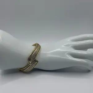 Gold Plated Bangles with Sparkling CZ Stones for Women's Fashion Jewelry Elegant and Stylish Accessory