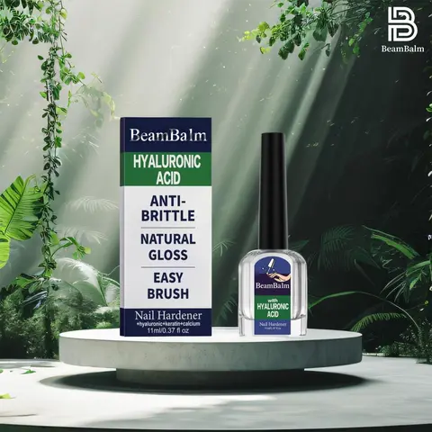 BEAMBALM Hyaluronic Acid Nail Hardener Serum, 11ml Dermatologist-Tested Treatment with Keratin & Bamboo Extract - Intense Hydration, Enhanced Health, Glassy Hard Results in Just 2 Weeks for Damaged Nails