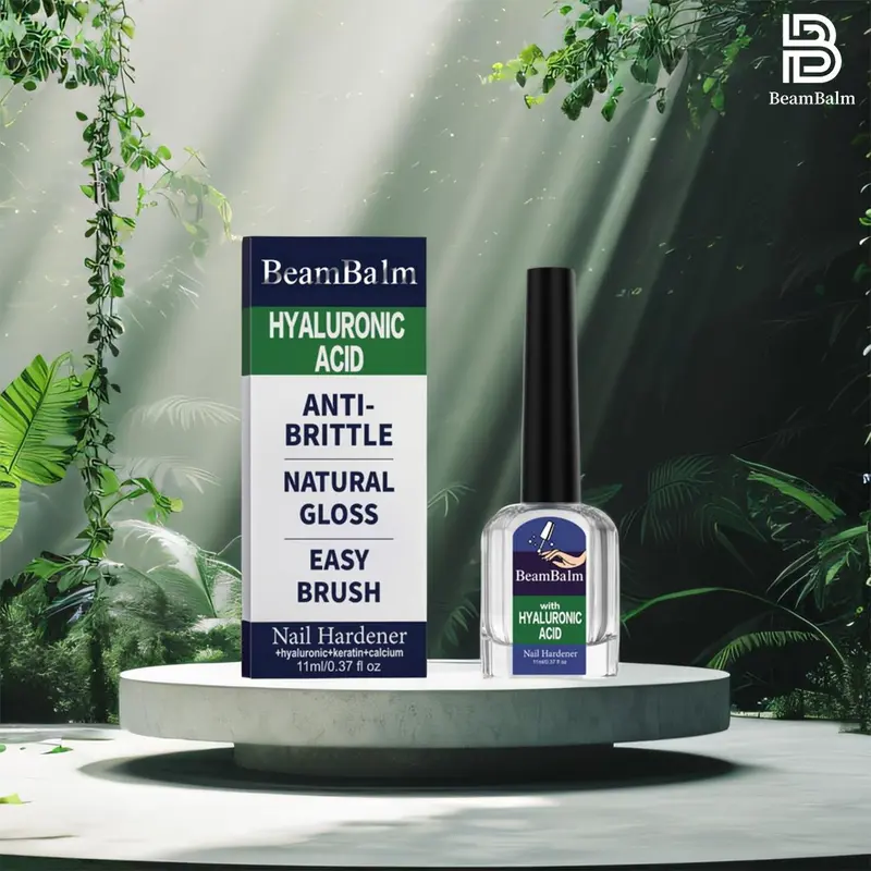BEAMBALM Hyaluronic Acid Nail Hardener Serum, 11ml Dermatologist-Tested Treatment with Keratin & Bamboo Extract - Intense Hydration, Enhanced Health, Glassy Hard Results in Just 2 Weeks for Damaged Nails
