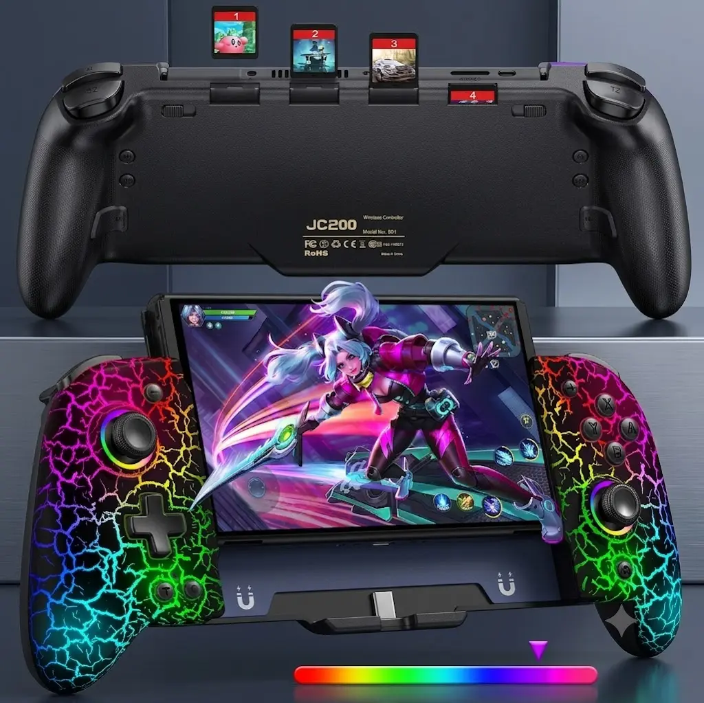 ESYWEN Switch Controllers for Switch/OLED, Switch Wireless Pro Controller Upgrade Hall Effect Joystick with Handheld Grip Double Motor Vibration Built-in 6-Axis Gyro Controller