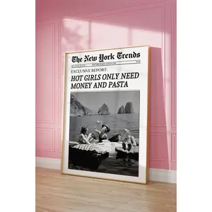 [SALE UP TO 50]Trendy Newspaper Print, New York Times Wall Art, Hot Girls Poster, Pasta Art Print, Vintage Bar Cart Print, Girl Dorm Room Retro