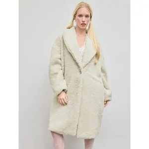 Cider [size 2-10] Fleece Collar Solid Button Oversized Jacket