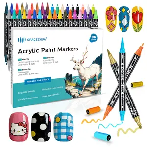 Nail Art Pens Set 36 PCS Nail Polish Pens Marker, Acrylic Paint Markers with 3 Types of Pen Tips (0.5/1.0/3.0mm) Non-Toxic Quick-Drying Waterproof for Women DIY Nail Art Design Manicure Tools