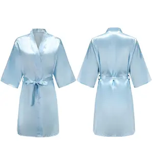 Women's Pure Short Silky Robes Bridesmaid Bride Party Satin Robes Sleepwear
