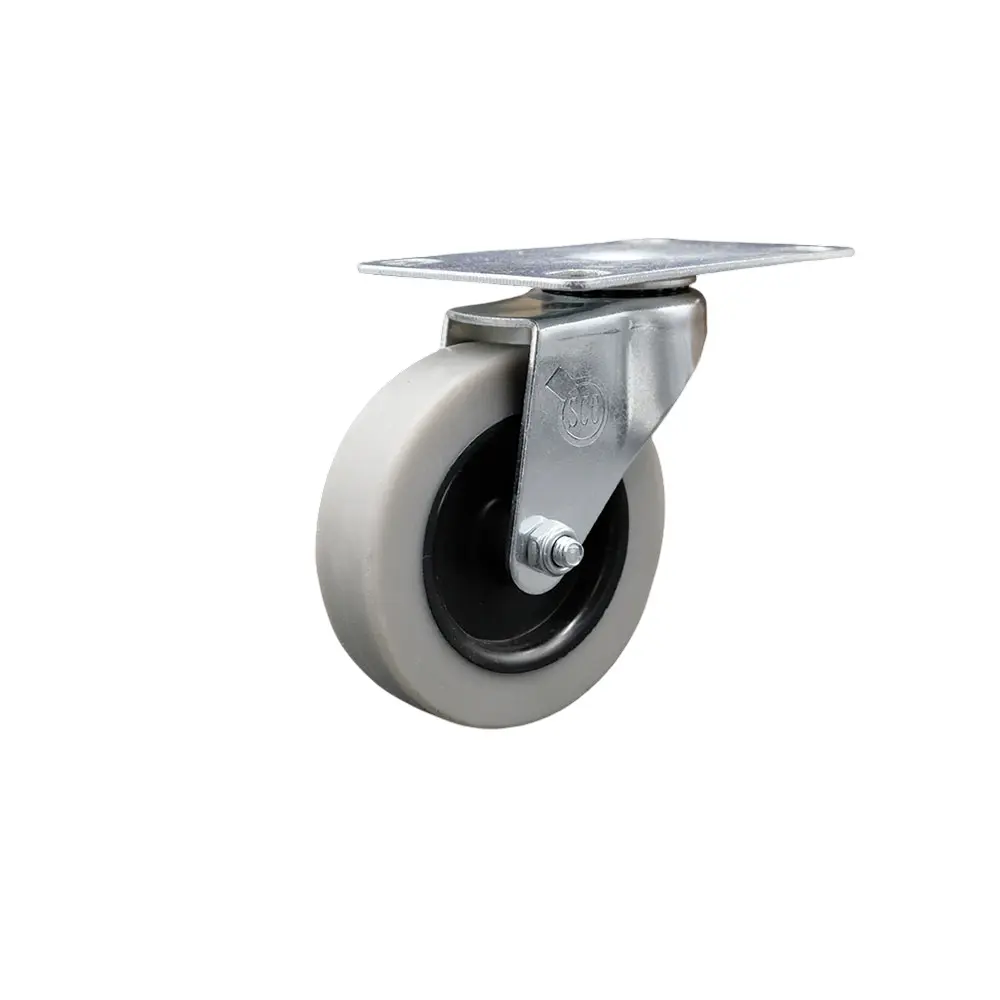 Service Caster SCC-05S310-TPRS-TP2 3 in. Swivel Thermoplastic Rubber Caster Wheel, Office Chair & Furniture Moving Swivel Wheels, with 2.38 in. x 3.63 in. Overall Top Plate, Office Chair Wheels