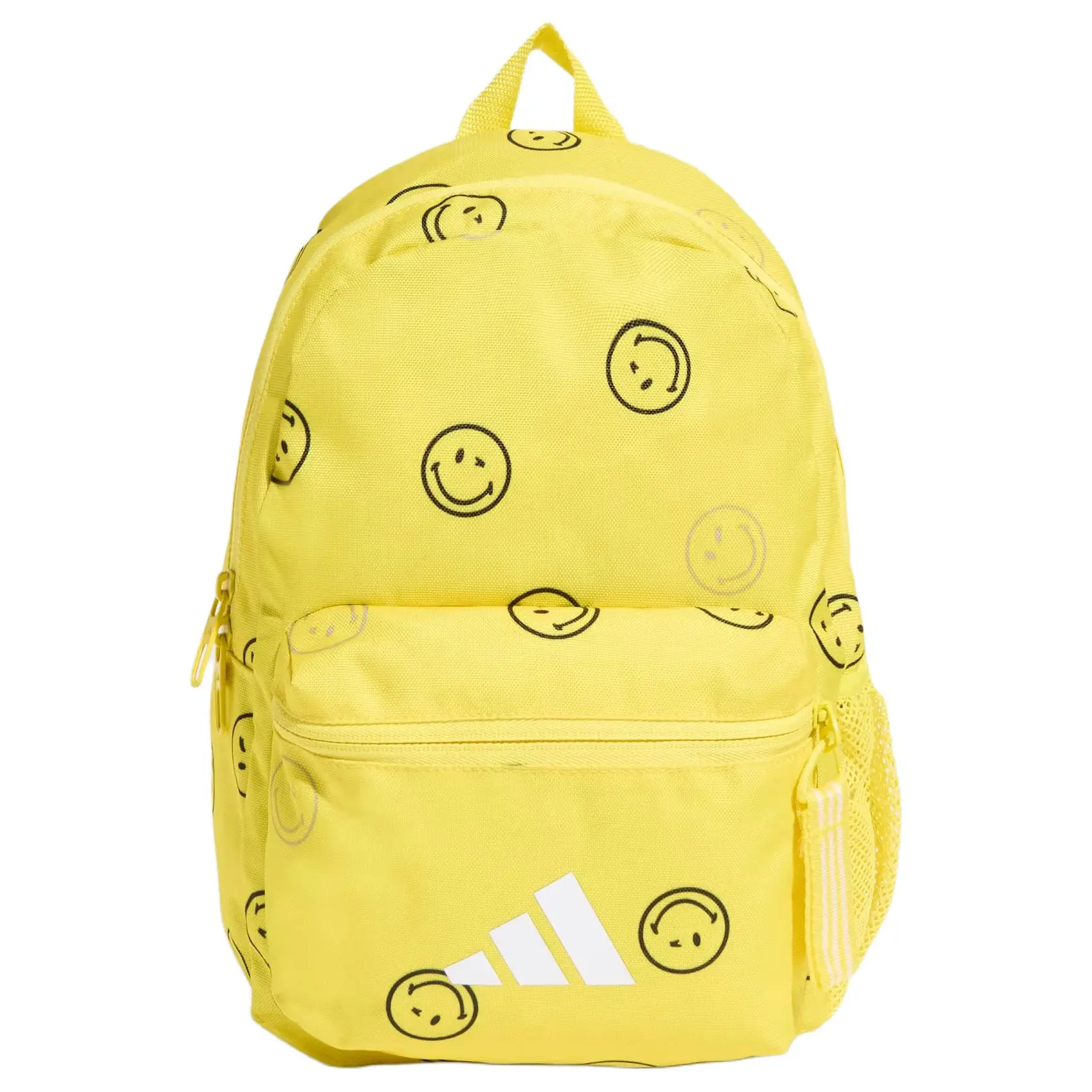 Adidas 12.4L Yellow Polyester Backpack for Kids, Children, Junior School Daypack with Smiley Print