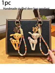 Handmade Deer Fabric Keychain, High-Quality Cotton Material, Cute Design, Available in Two Colors, Perfect for Bags and Keys
