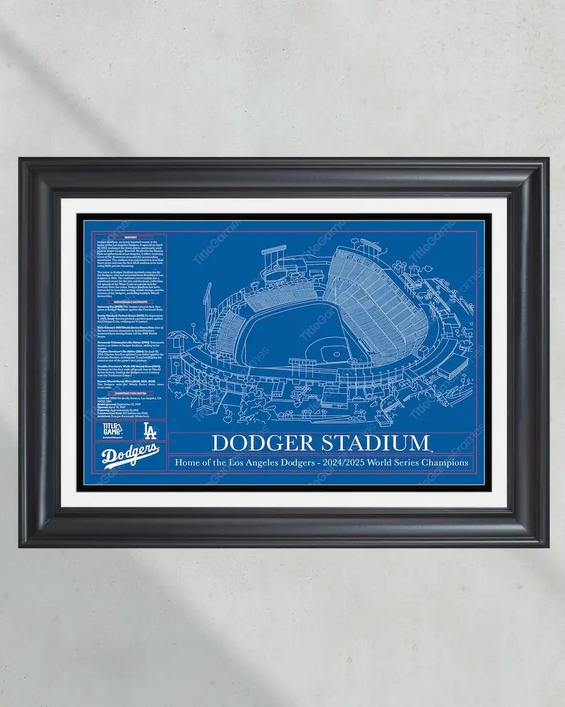 [Unframed Poster] Dodger Stadium Los Angeles Dodgers Stadium Ballpark Blueprint Baseball Wall Art