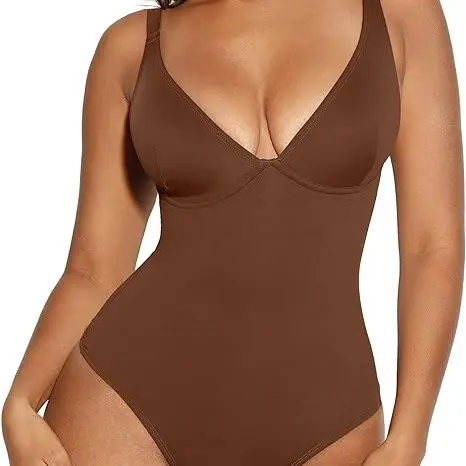 Sleeveless Deep-V Neck Brown