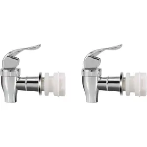 Silver Beverage Dispenser Replacement Spigot Push Style for Beverage Dispenser Carafe Water Dispenser Replacement Faucet 2 PACK
