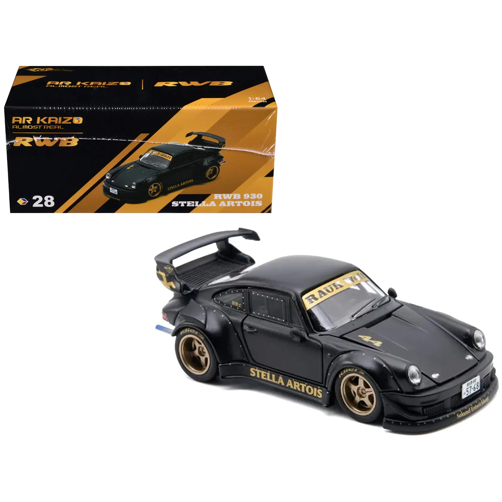 RWB 930 "Stella Artois" Matt Black 1/64 Diecast Model Car by Almost Real