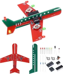 Learning Soldering DIY Airplane Kit for Beginners, 3 Color LED Flashing Lights Airplane Soldering Project Kit for High School Student Back to School Soldering Practice STEM Education project kit