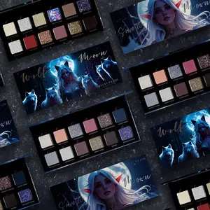 Wolf Moon/Snow Moon Duo Eyeshadow Makeup - 12 Shades, Buttery Mattes, Sparkling Toppers, Wet-Look Metallics, Winter Inspired, Smooth & Luxurious Textures, Iridescent Multichrome, Cool-Toned Neutrals, Dazzling Colors, Frosty Winter Night Inspiration