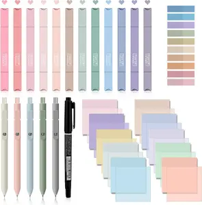 Jutom 38 Pcs Bible Journaling Study Kit for Women, Book Annotation Supplies with Highlighters Pens, Tabs, Sticky Notes, Markers for Christian Office Bible Study Supplies(Classic Color,Square)