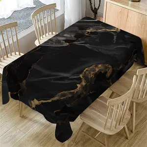 Rectangular Tablecloth Gold Marble Pattern, Indoor Outdoor Use, Coffee Shop Home Kitchen Decor, Wedding Party Restaurant