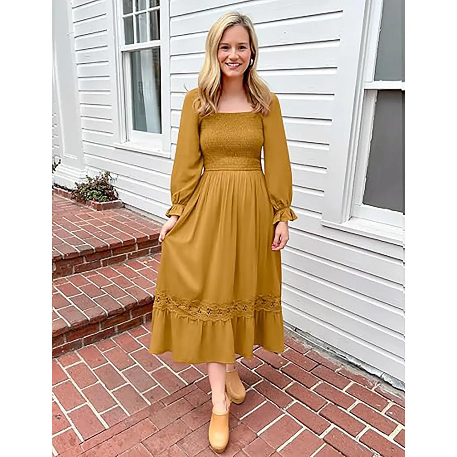 ZESICA Women's 2025 Boho Long Sleeve Square Neck Smocked High Waist Flowy A Line Lace Trim Maxi Dress - TikTok Shop ZESICA Women's 2025 Boho Long Sleeve Square Neck Smocked High Waist Flowy A Line Lace Trim Maxi Dress - TikTok Shop